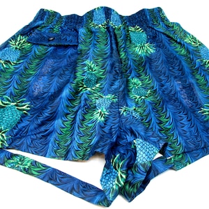 Vintage Hawaiian Swim Trunks: 1950s Malihini Pineapple Print, Men's Size Small