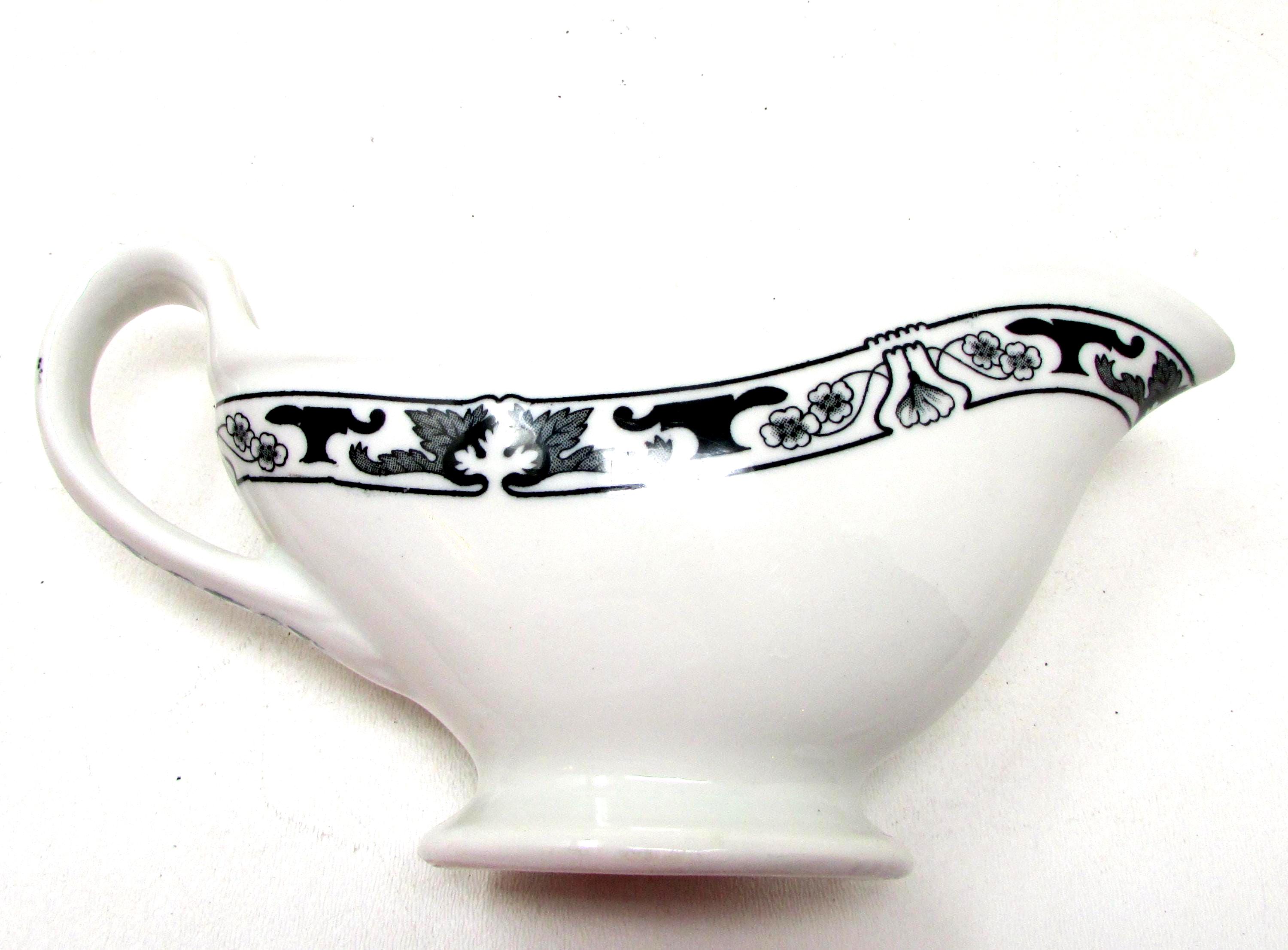 ヴィンテージ グレイビーボート ジャクソンチャイナ ブラック ホワイト