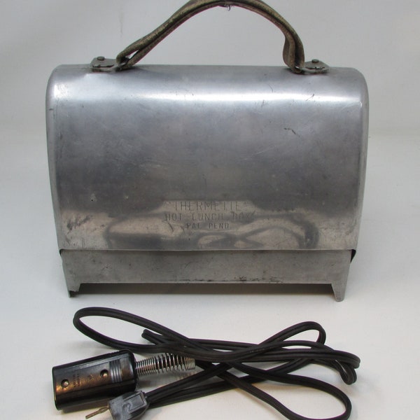1940er Jahre Aluminium Industrie Design Objekt Thermette Hot Lunch Box Vintage Lunch Box Beheizt Von den Navy Shipyards in Oakland Funktioniert Super