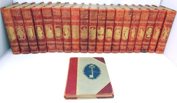 Antique Book Set - Young Folks Library 1902 Leather 20 Volumes