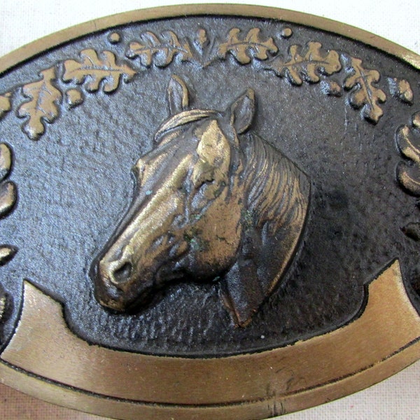 Brass Horse Head Vintage Metal Belt Buckle Brass or Copper Great Detail Equestrian Belt Buckle Oval Buckle Western