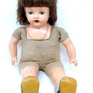 Vintage Doll 21 inch Composition Doll Antique Doll Victorian Real Hair Sleepy Eyes Possibly Horsman Mama Doll or American Doll Co