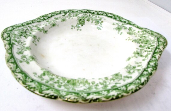 Victorian Henry Alcock Ferndale Green Transferware Bowl England