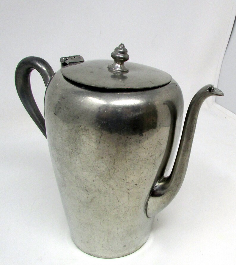 Antique Pewter Hinged Coffee Pot Teapot Salem Pewter Made in Etsy