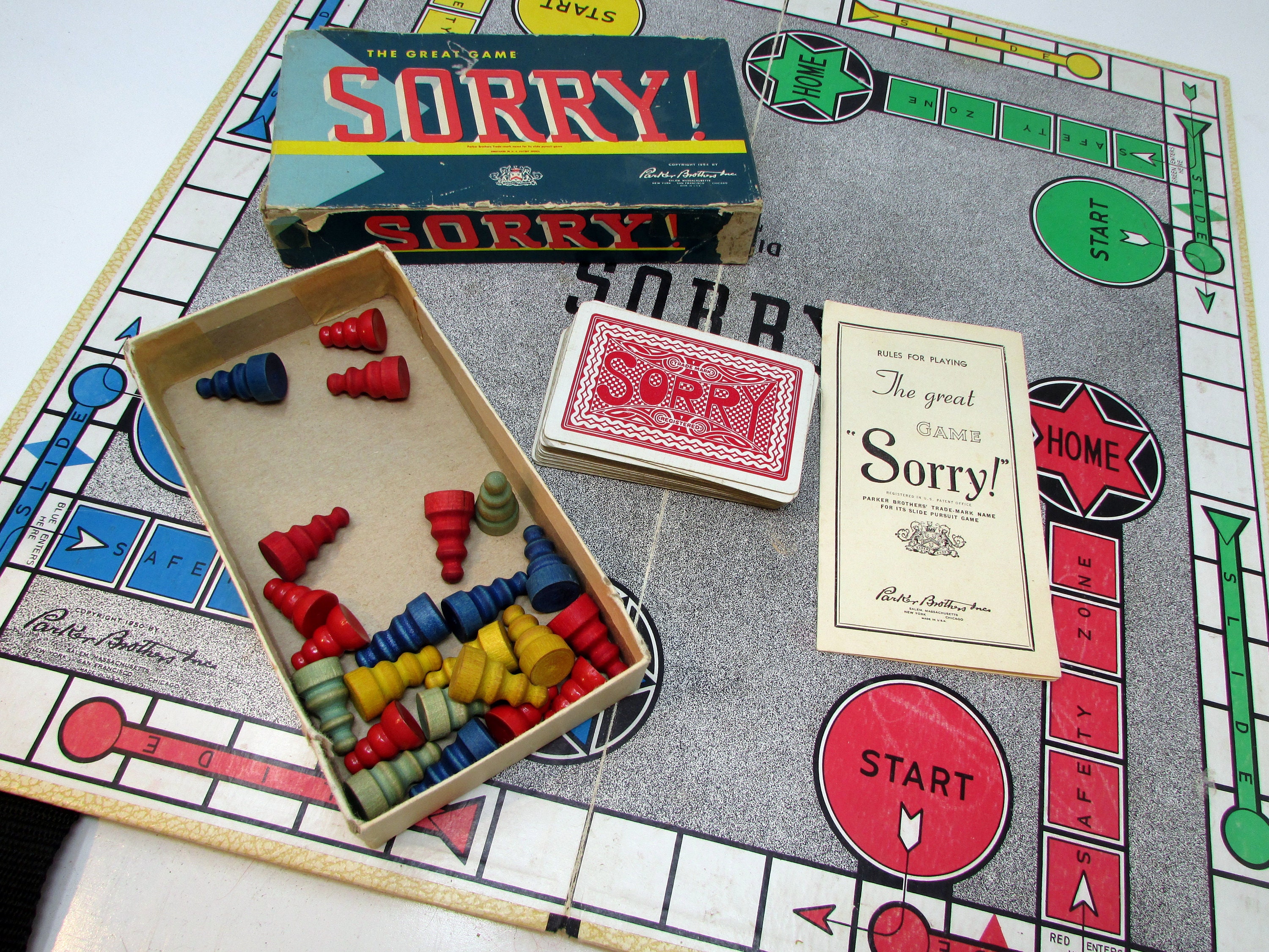 Sorry Board Game Replacement Parts & Pieces Individual Pawns Cards Vintage  1964
