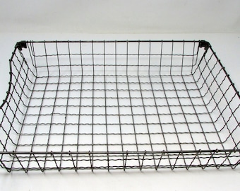 Industrial Wire Mesh File Basket Vintage File Box Desk Organizer Perfect for desk or wash cloths toiletries spices in kitchen