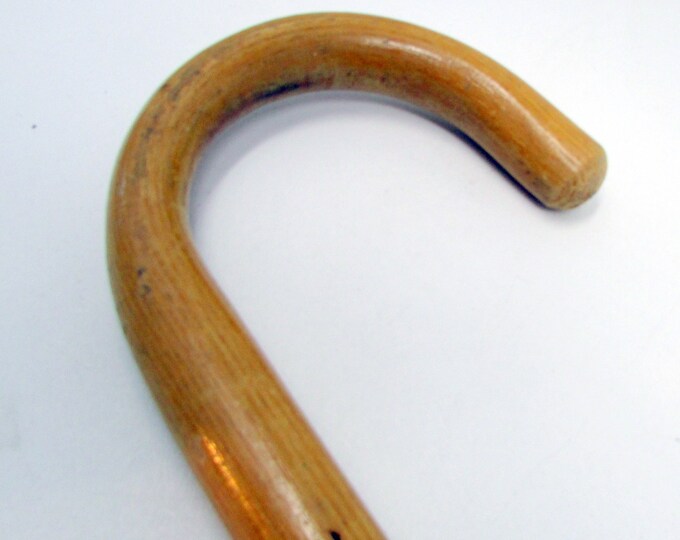 Vintage Wooden Cane Oak Wood Cane 1940s Crook Cane Bentwood Walking