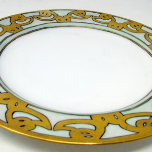 Vintage Haviland France Arts & Crafts Gold and Green Hand Painted Motif Plate Limoges France Plate Gorgeous image 6