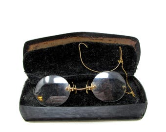 Óculos de grau Shur-On Pince Nez antigos, estilo Downton Abbey, com Teddy Roosevelt, em ouro 1/10 (banhado a ouro 12K).