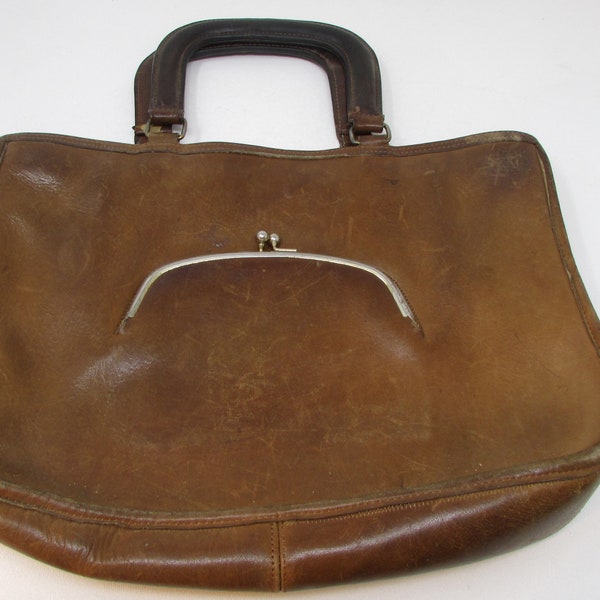 Vintage Coach Handbag 1960s Coach Cowhide Leather Bag Handbag Purse No. 635-7307 NYC