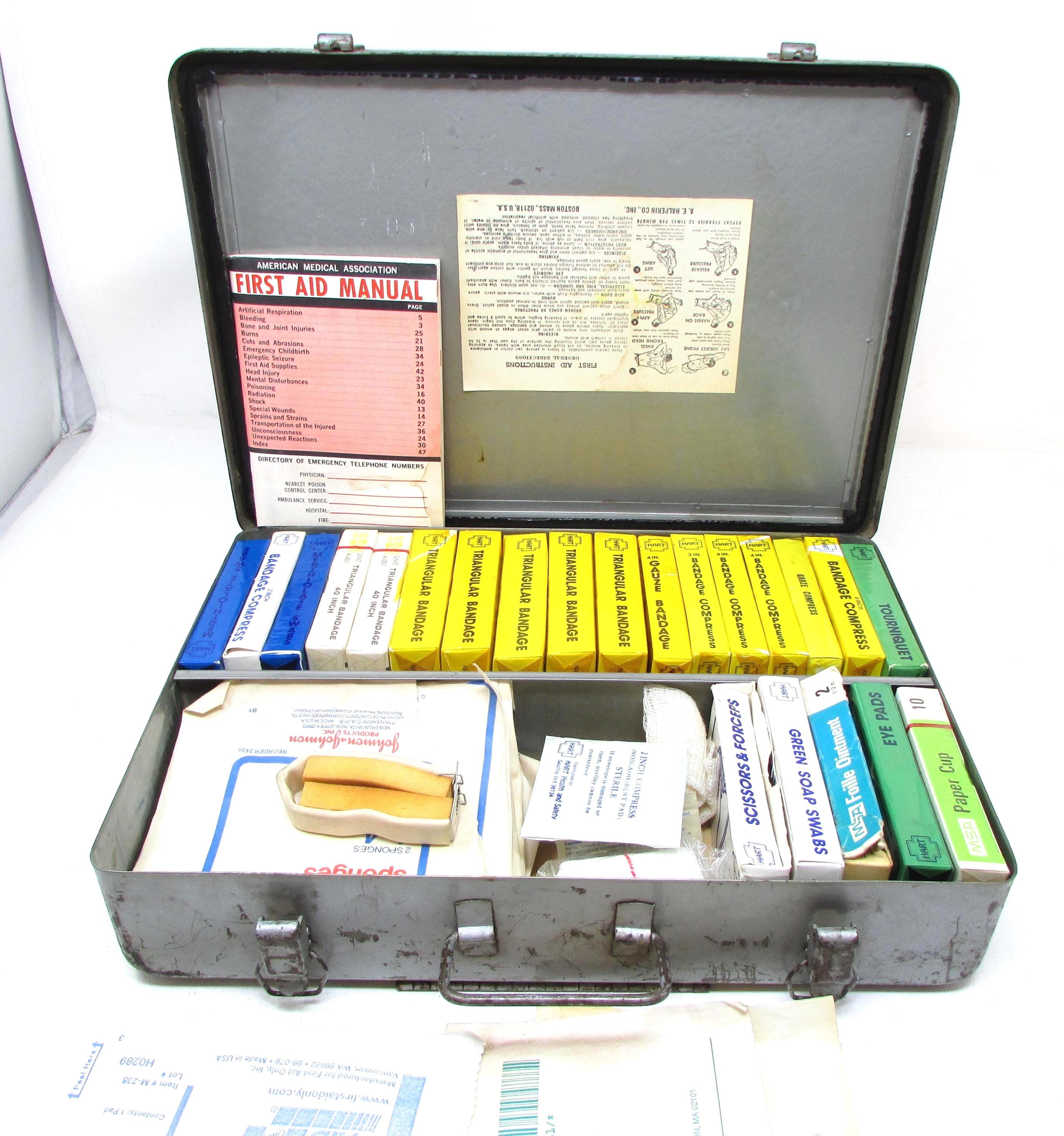 Vintage Industrial Metal First Aid Kit - HALCO Wall-mount Box