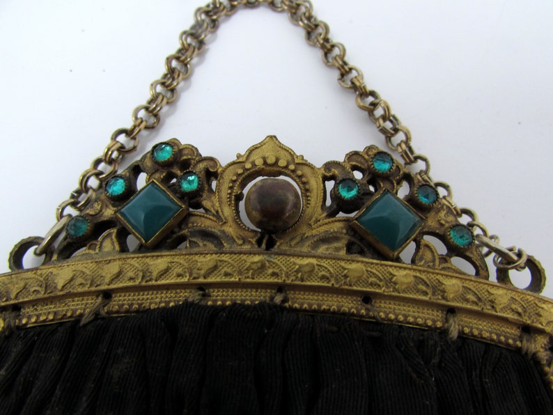 Victorian Chatelaine Sewing Kit Purse Antique Purse Jewels Sewing Chatelaine Vintage Jewelled Purse