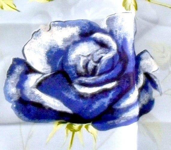 Vintage Scarf Blue Roses 1950s Scarf Rayon Scarves - image 1