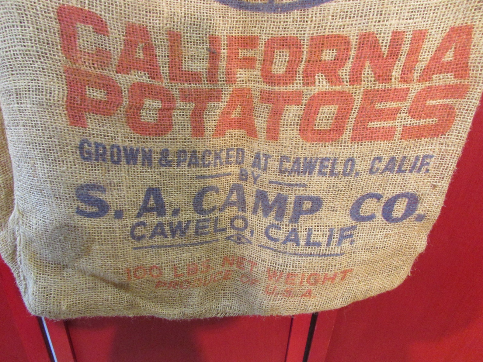 Vintage California Burlap Potato Sack Agricultural and Farm | Etsy