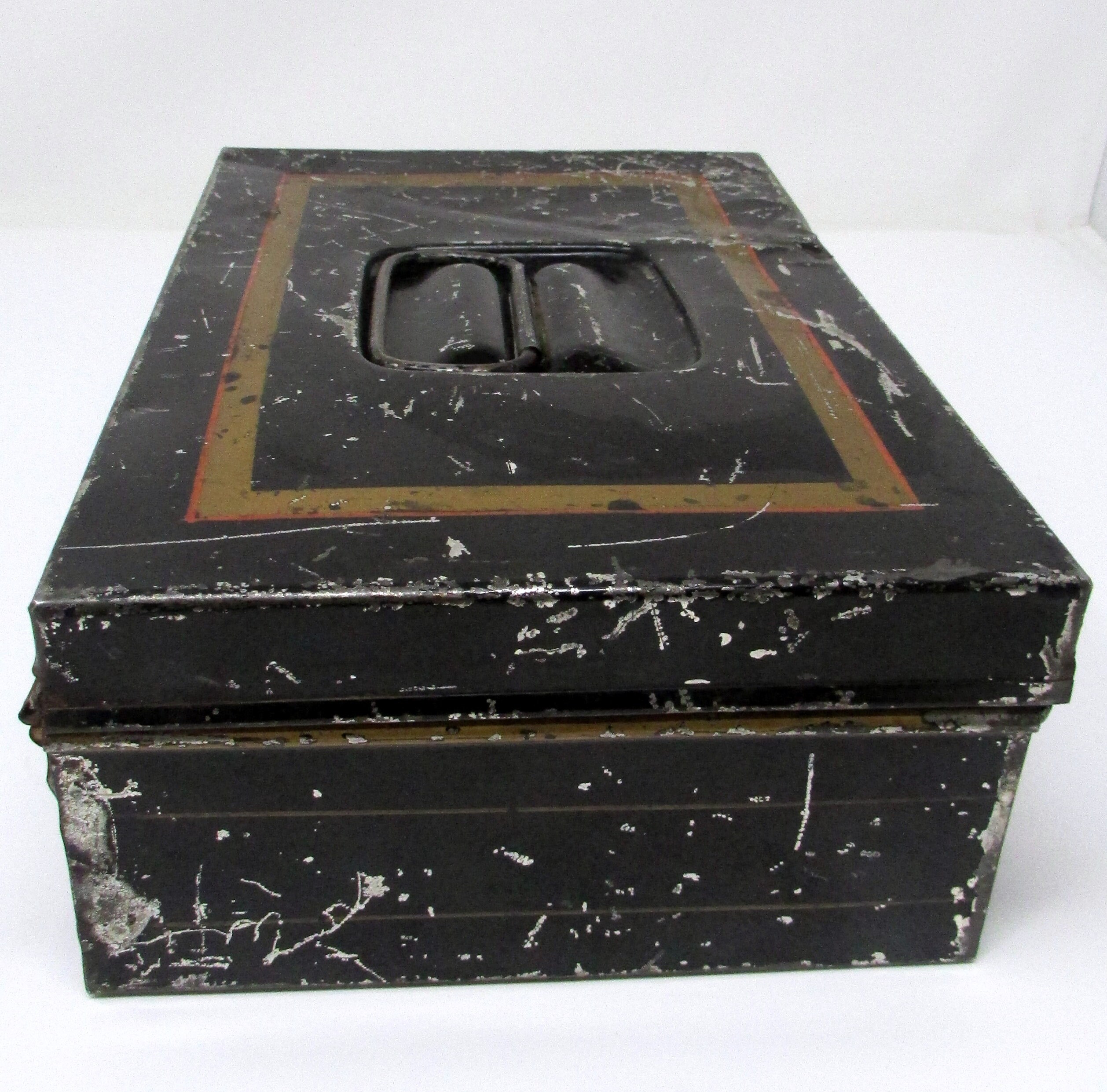 Vintage Metal Cash Box Black Tin Antique Black Metal Box | Etsy