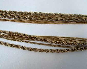 Vintage Triple Strand 27-inch Long Monet Gold Tone Rope Chain Necklace Multiple Strands Gold Chains