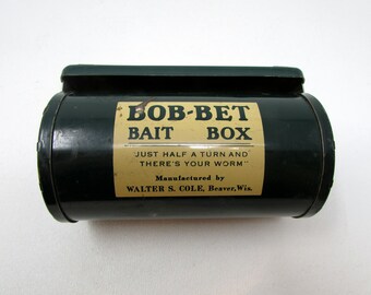 Boîte d'appâts Bob-Bet vintage - Porte-ver de pêche Un demi-tour seulement et votre ver est là