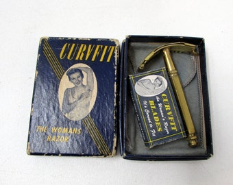 Vintage Curvfit, Ladies Safety Razor with Original Pouch, Blades and Box 1930s