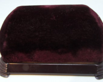 Vintage Watch Case Bulova Deep Burgandy Purple Mohair Velvet Art Deco Box