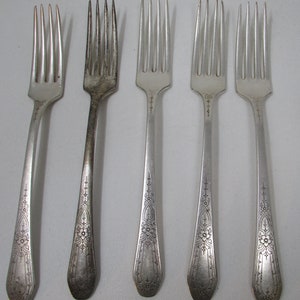 Vintage Community Plate Flatware 9 pcs Flatware Silverware Lot of Forks and Spoons Sweet Floral Pattern Art Deco image 3