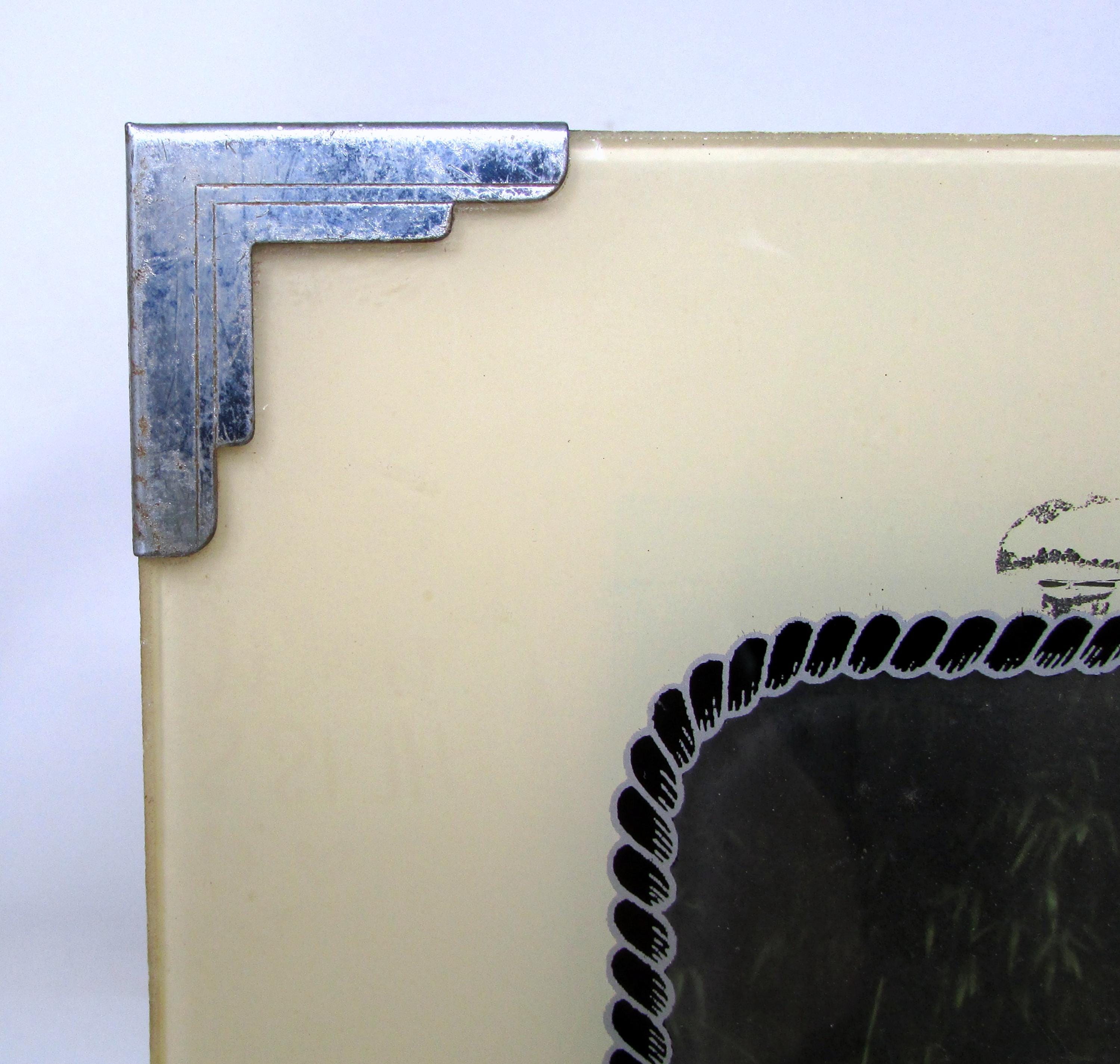 Vintage Art Deco Reverse Painted Frame, Rope Design, Hand Tinted
