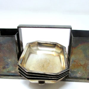 Art Deco Ashtray Cigarette Holder Match Box Set Poker Table Train Car Club Car 1930s Marked NANES S.F. table Set Vintage Ashtray Smoke set