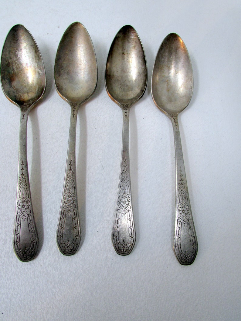 Vintage Community Plate Flatware 9 pcs Flatware Silverware Lot of Forks and Spoons Sweet Floral Pattern Art Deco image 2