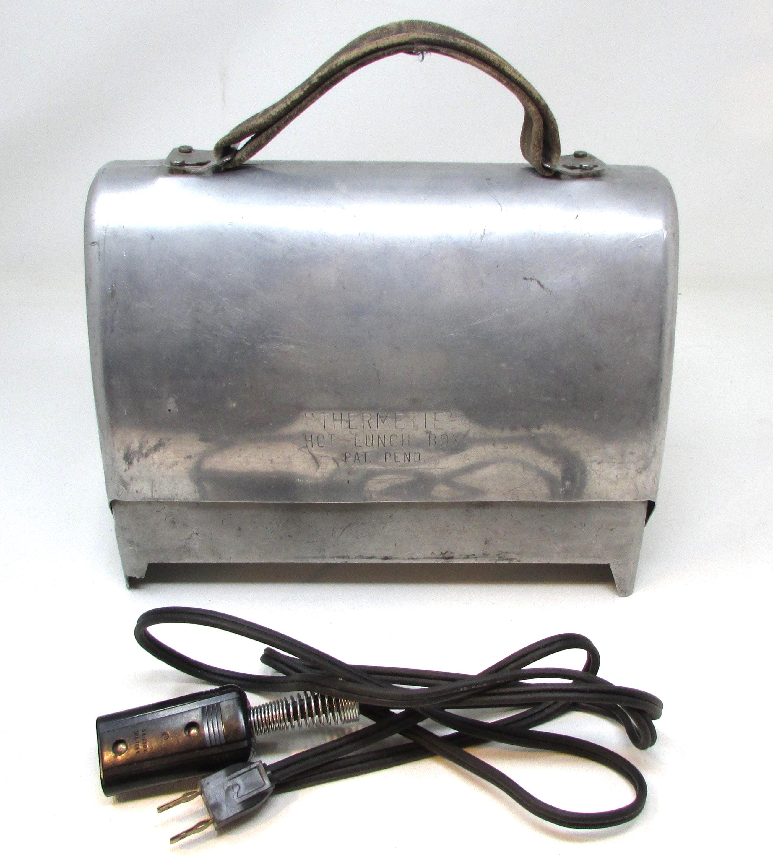 Vintage Lunch Box Heated 1940s Aluminum Industrial Design Object
