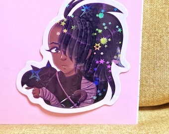 CRK Cookie Run Black Raisin Cookie | Disc. Edgy Assassin | Glossy Holographic 2-Inch Vinyl Sticker