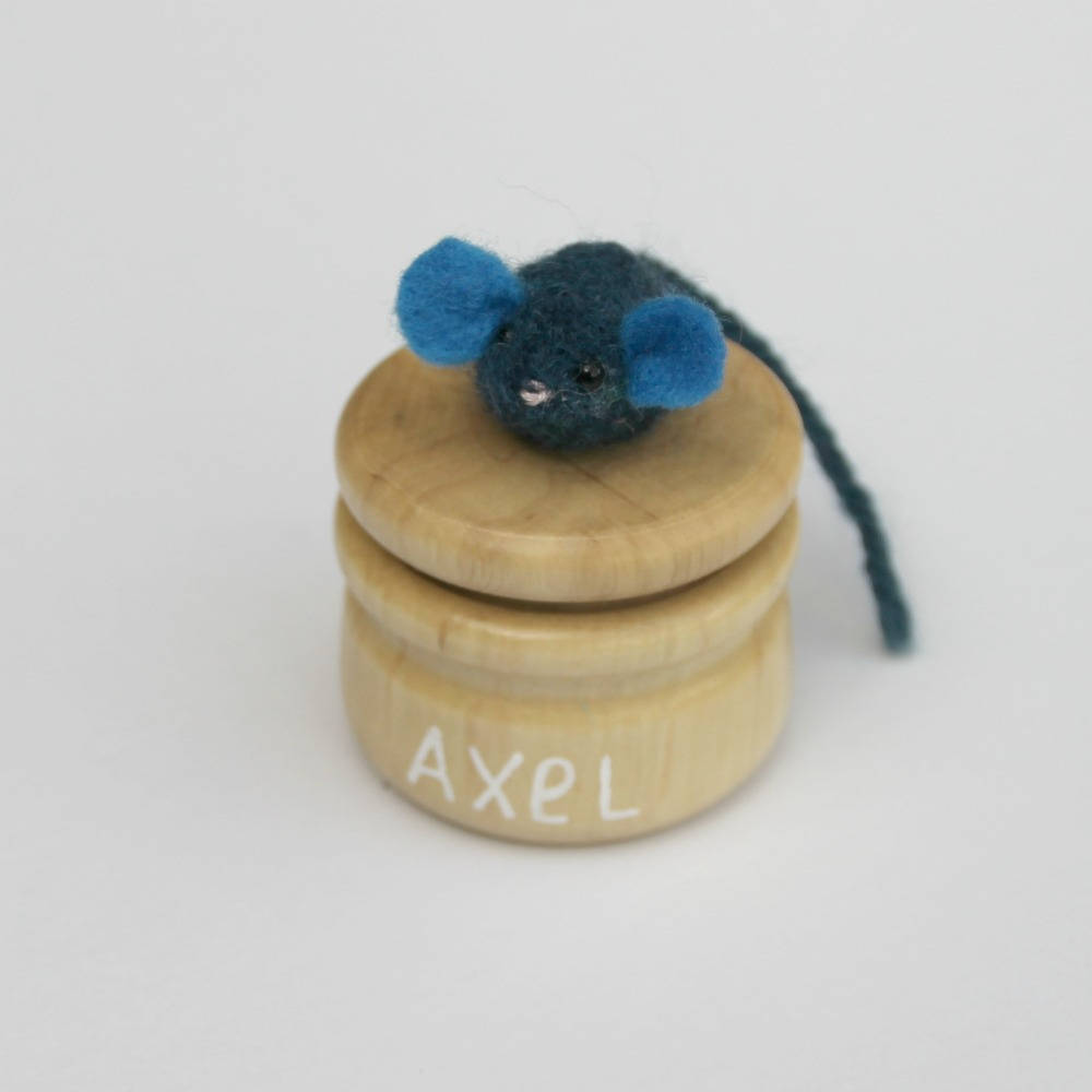 Boite à Dents de Lait Personnalisée Souris Bleue Marine Fabrication Artisanale