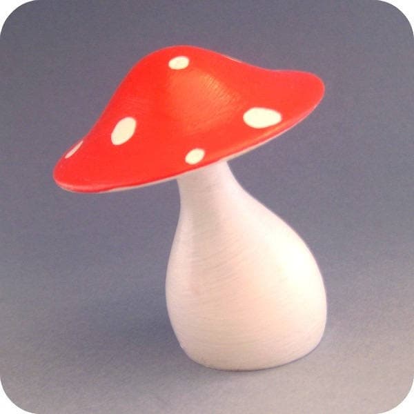 Champignon décoratif en bois peint petit modèle