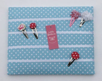 Hair clip - hair bow holder frame / mini picture holder - azur dots