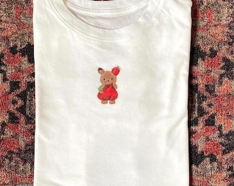 Hand-Painted Calico Critter T-Shirt: Sylvanian Families Fan Art, Kawaii Clothes, Diy handmade, Gift for her