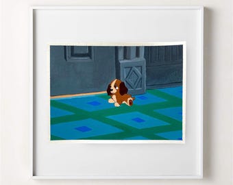 わんわん物語 30”x 24” キャンバスに描かれた絵画 アーティスト Jon