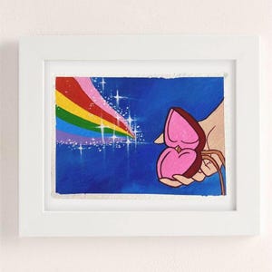 Rainbow of Light My Little Pony Dipinto acrilico, Mini dipinto originale su carta, Fanart My Little Pony, Decorazione da parete, Arte anni '80, Opera d'arte retrò