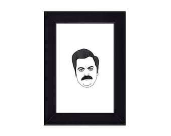 4 x 6 Framed Ron Swanson / Parks and Recreation Portrait