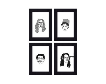 Set of 4 - 4 x 6 Framed Freaks and Geeks Halloween Prints - Bill Haverchuck, Sam Weir,  Neal Schweiber, Harris Trinsky