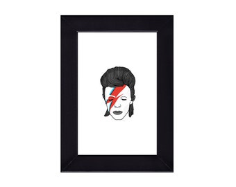 4 x 6 Framed David Bowie / Aladdin Sane Portrait