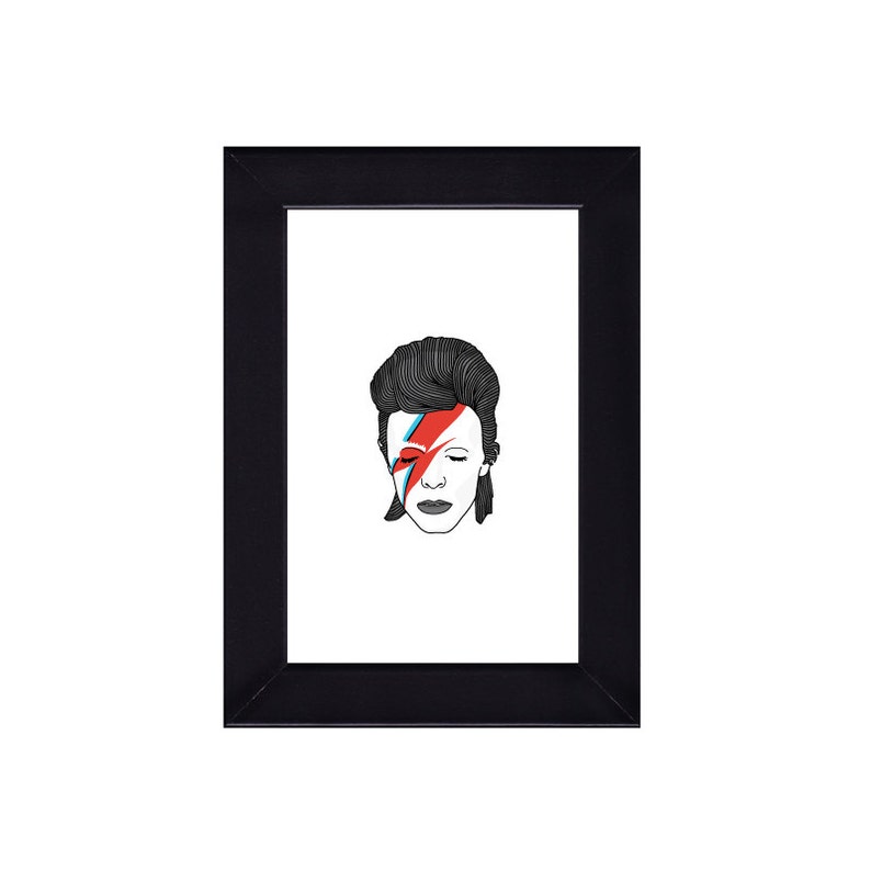 4 x 6 Framed David Bowie / Aladdin Sane Portrait image 1