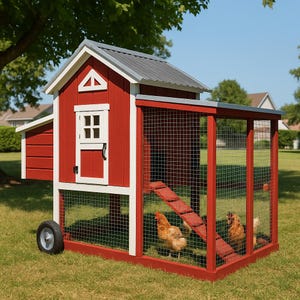 Chicken Coop Plans with Run & Wheels – DIY Mobile Hen House for Backyard Chickens – PDF Step-by-Step Building Guide