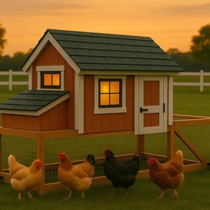 Mobile Chicken Coop Plans PDF – DIY Tractor Coop with Nesting Box, Run & Wheels – Printable Rustic Hen House Building Guide