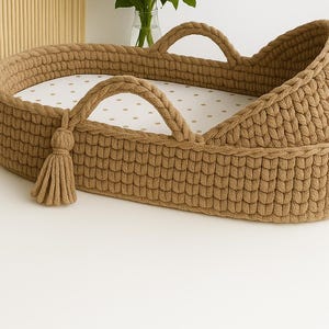 Wzór na kosz Mojżesza dla niemowląt makrama DIY | Plan szydełkowania gondoli dla noworodków w stylu boho | Gondola do spania dla noworodków | Prezent na baby shower | Neutralne łóżeczko dziecięce