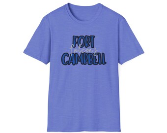 Fort Campbell Falcons outlined black  - Unisex Softstyle T-Shirt