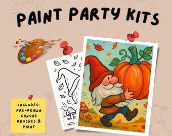 Fall Gnome Painting Kit – DIY Pumpkin Paint Kit with Pre-Drawn Canvas – Autumn Art Activity for Kids & Adults – Cute Thanksgiving Craft”