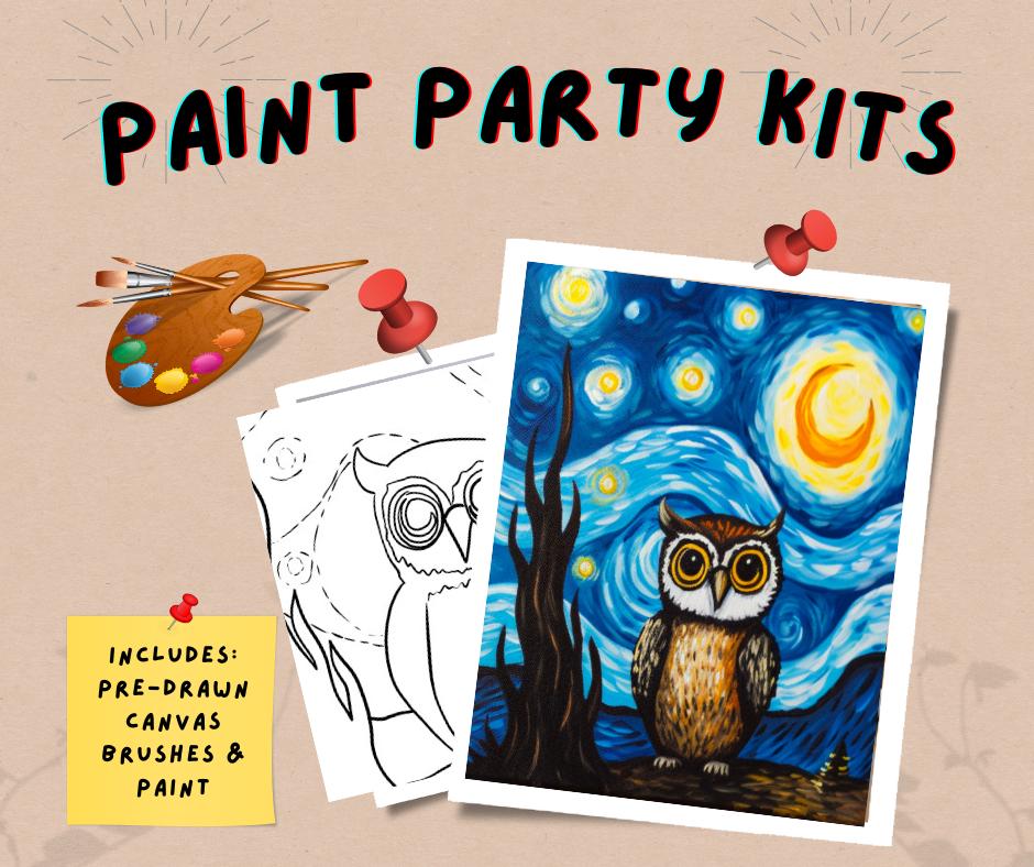 42 Creative Owl Crafts For Kids 20 Stary Night Owl Paint Party Kit, Fall Canvas Art, pre-drawn Outline…