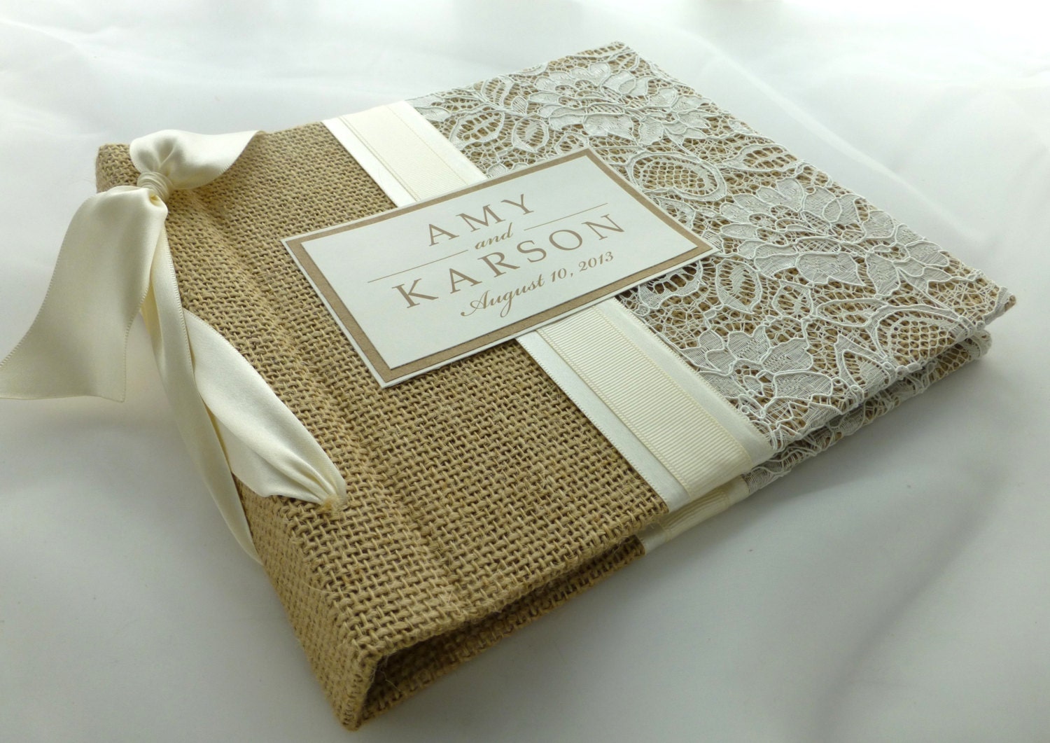 Photo Album Scrapbook 8x8 Size burlap and lace design Etsy