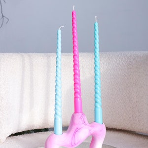 Colorful Twisted Candle Set: Soy Wax Spiral Taper Candles