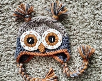 Crochet Owl Hat Made to order