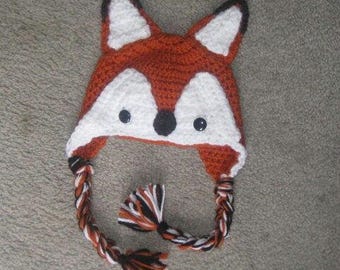 Fox crochet hat made to order in sizes newborn to adult