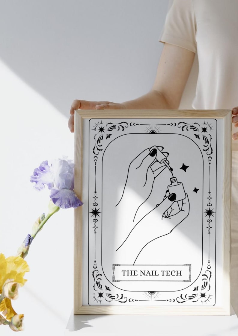 Nail Tech Paper The Nail Tech Digital Print | A4 Black & White Printable Wall Art ...